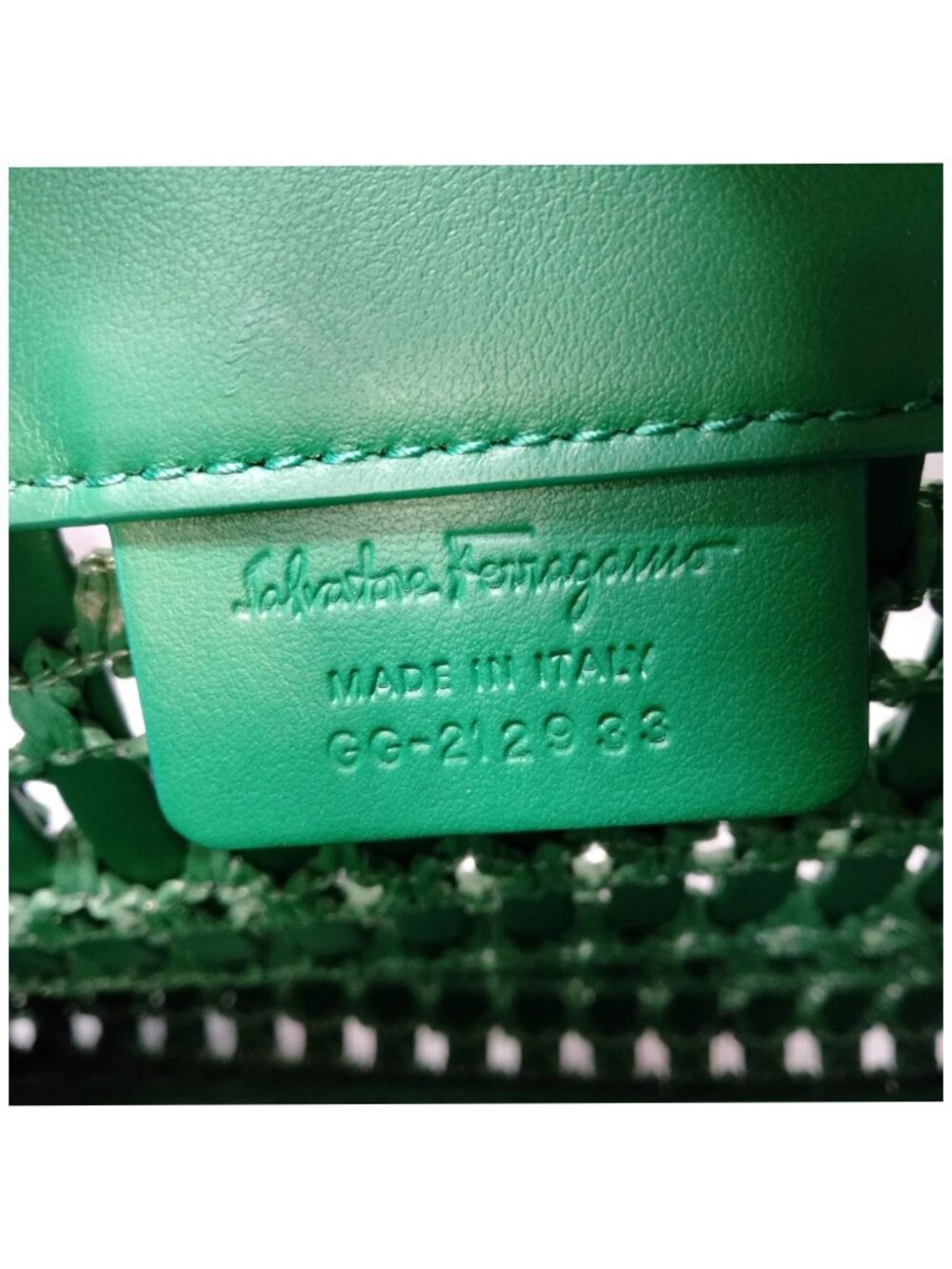 Authentic Salvatore Ferragamo Studio Woven Leather Tote Bag Green Gancini Luxury - Picture 14 of 16